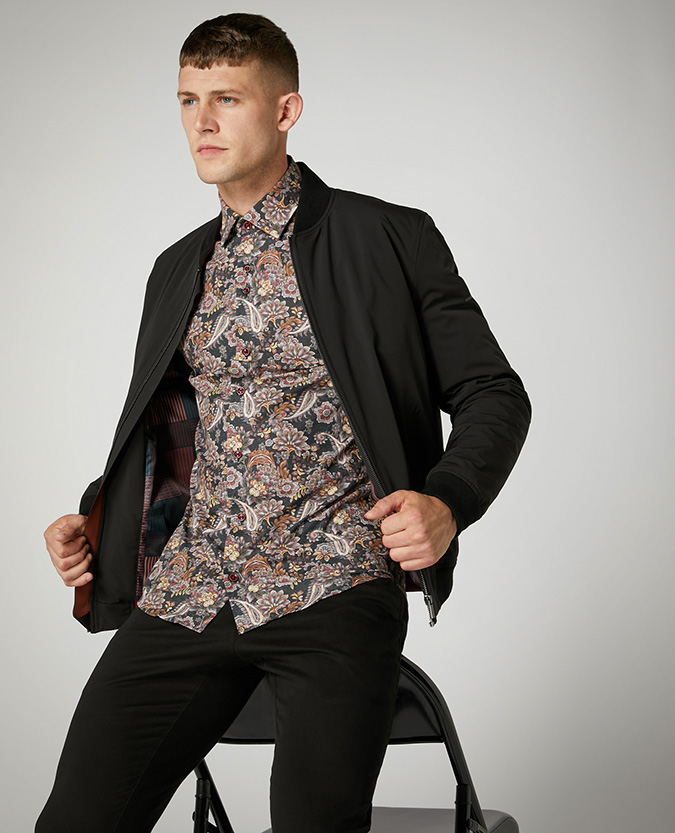 Tapered Fit Printed Compact Cotton Shirt