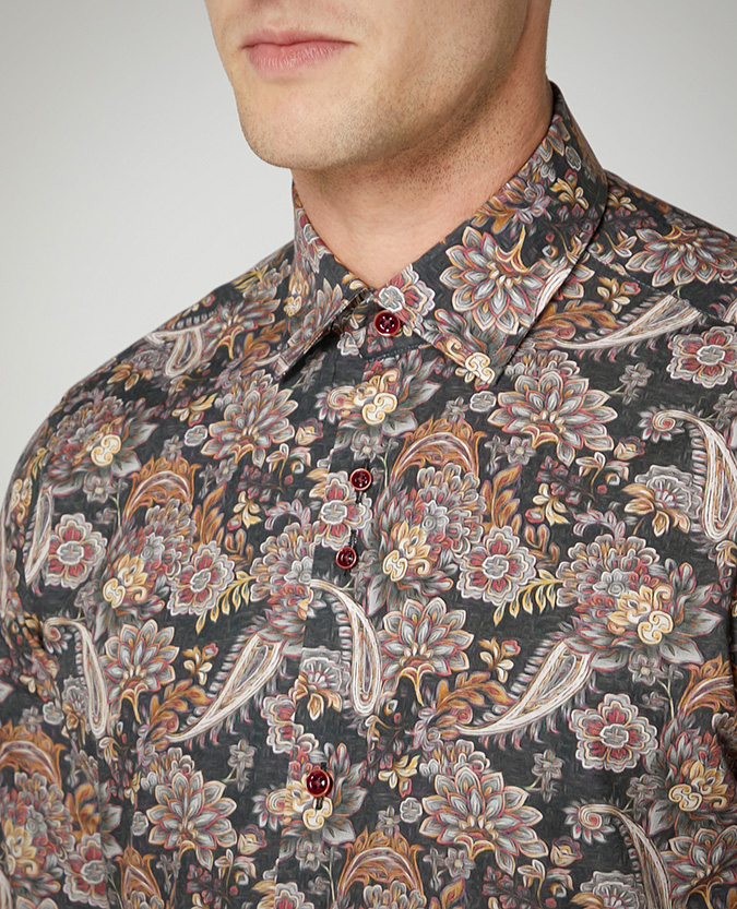 Tapered Fit Printed Compact Cotton Shirt