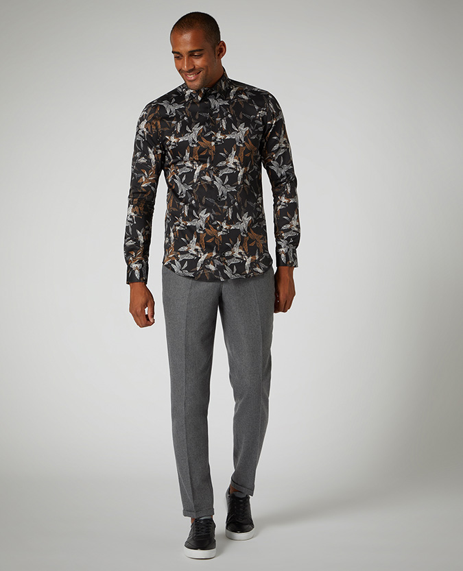 Tapered Fit Printed Cotton Shirt