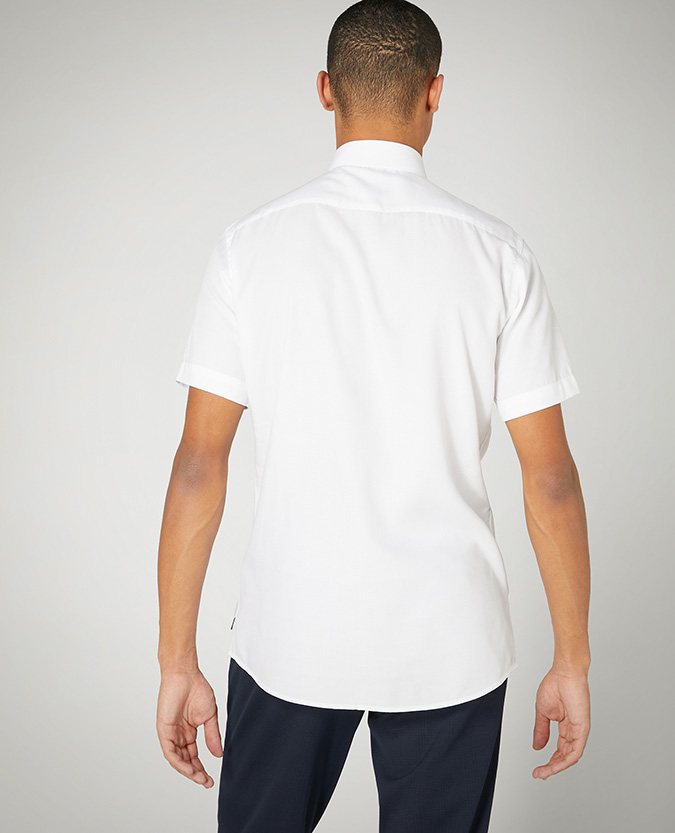 Tapered Fit Cotton Short-Sleeve Shirt