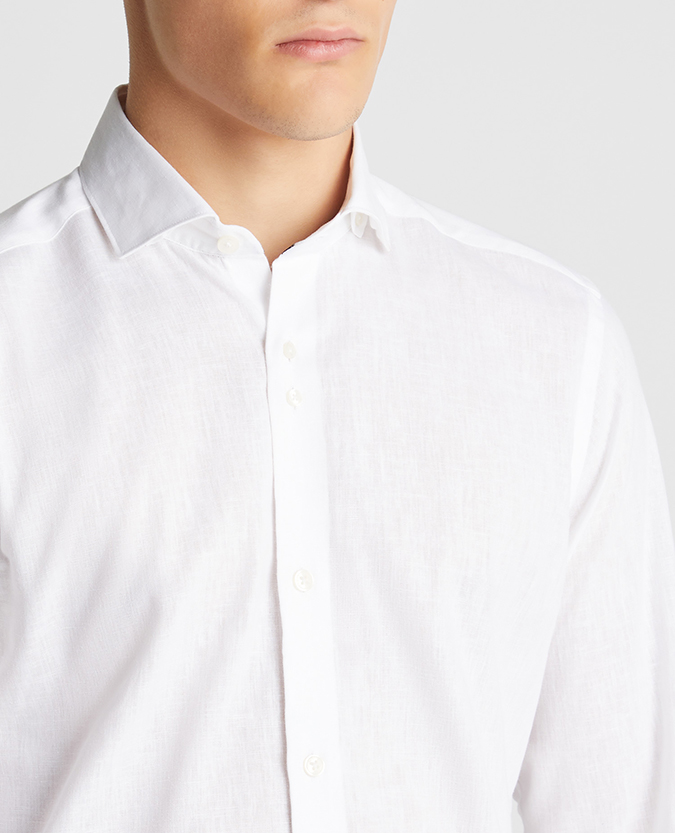 Tapered Fit Cotton Linen Mix Shirt