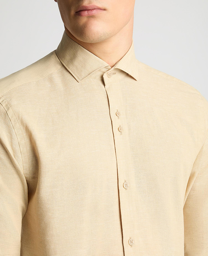Tapered Fit Cotton Linen Mix Shirt