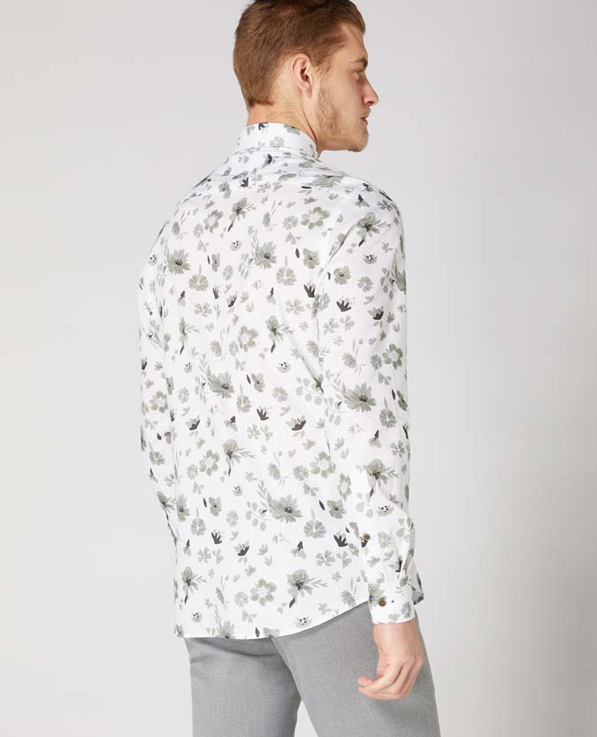 Tapered Fit Cotton Print Shirt