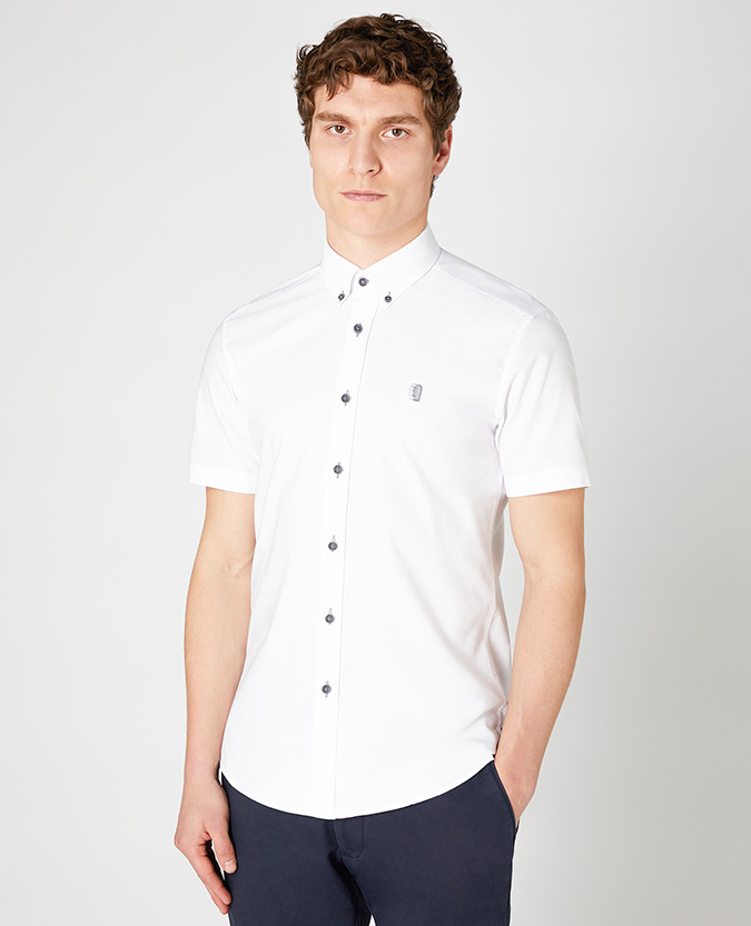 Slim Fit Oxford Cotton Short Sleeve Shirt