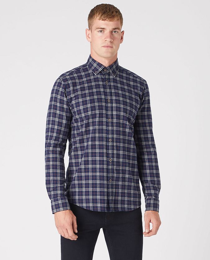 Tapered Fit Check Cotton Shirt