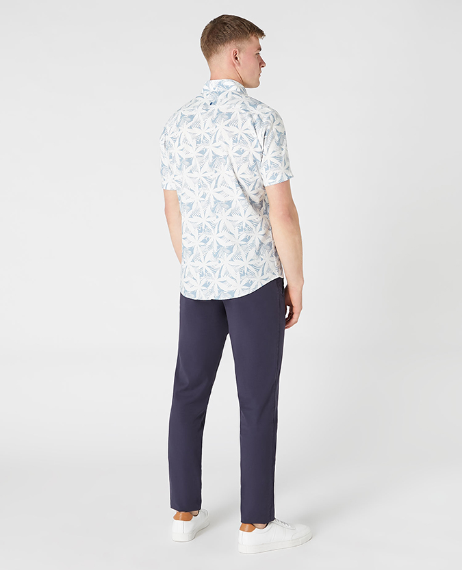 Tapered Fit Print Cotton Short Sleeve Shirt
