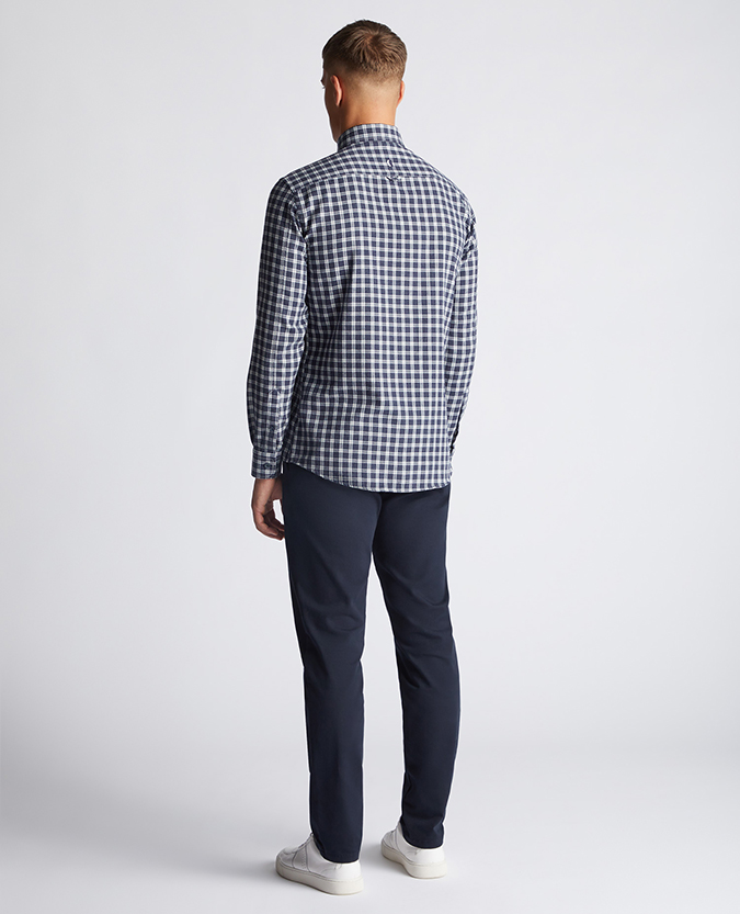 Tapered Fit Checked Cotton-Blend Shirt