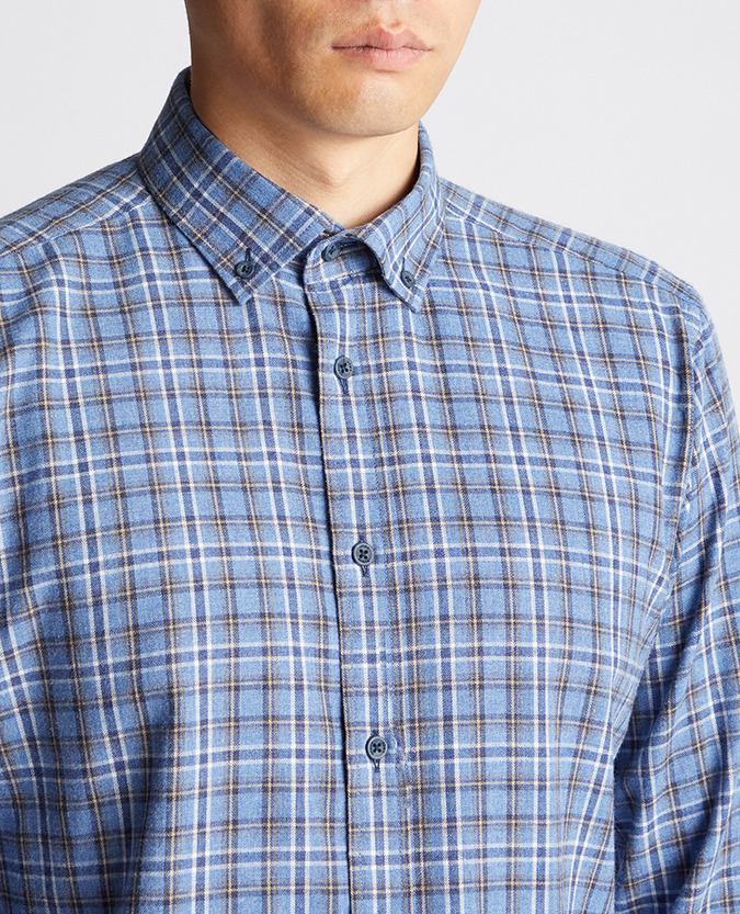Tapered Fit Checked Cotton-Blend Shirt
