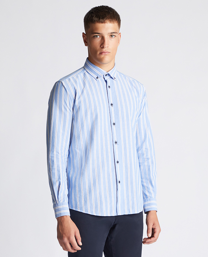 Tapered Fit Striped Cotton Shirt