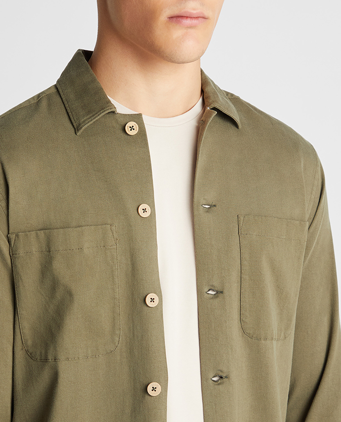 Tapered Fit Long Sleeve Tencel Overshirt
