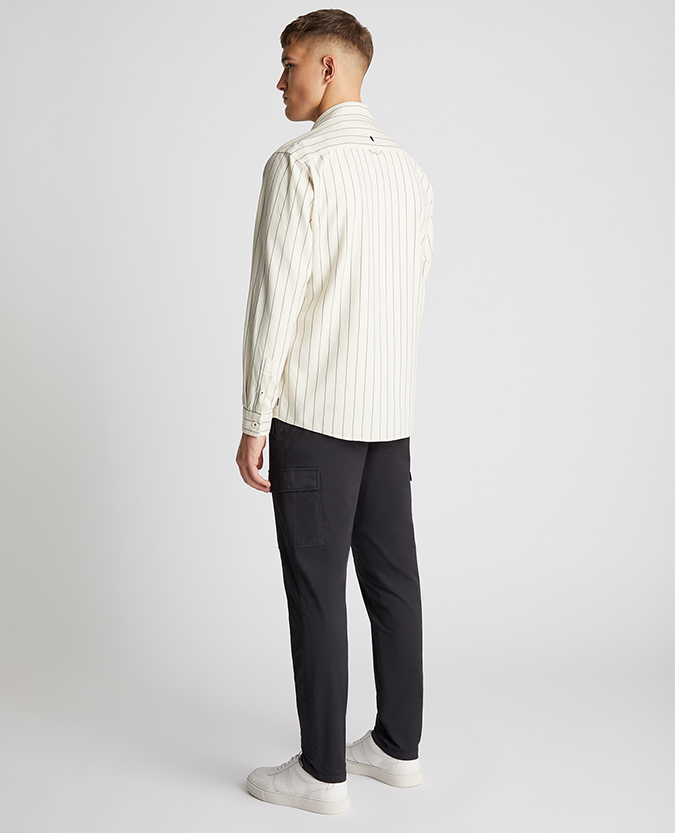 Tapered Fit Long Sleeve Pinstripe Shirt