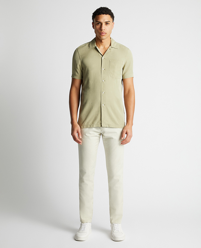 Tapered Fit Short Sleeve Tencel Shirt