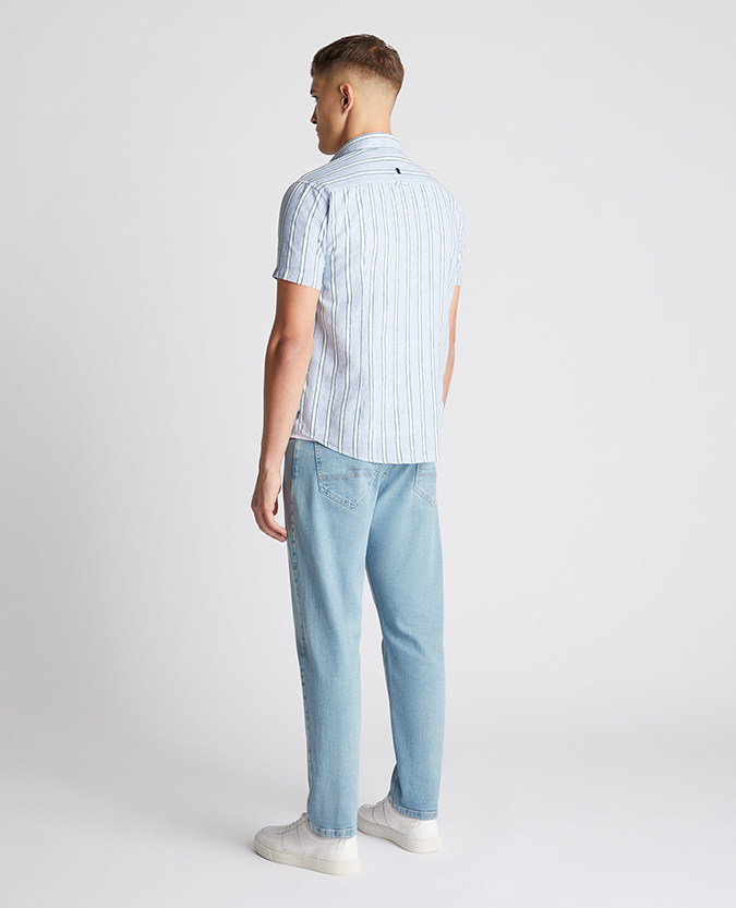 Slim Fit Striped Cotton-Linen Shirt