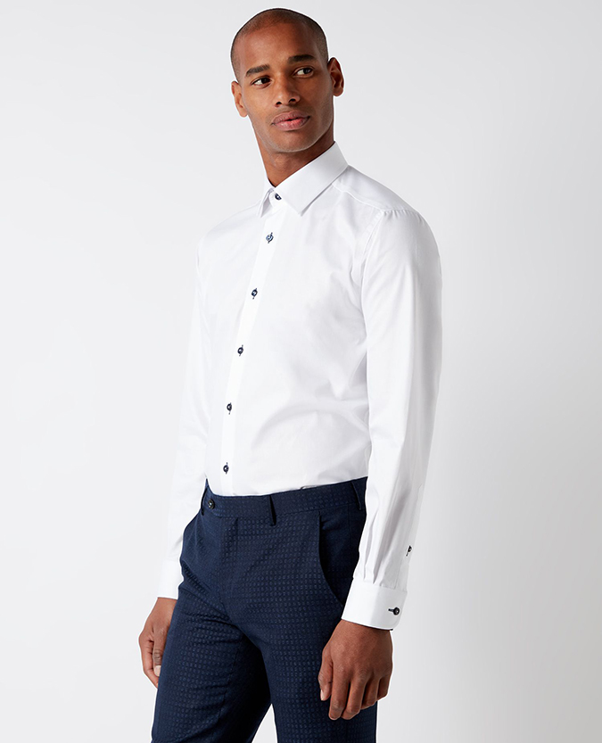 Tapered Fit Cotton-Blend Satin Shirt
