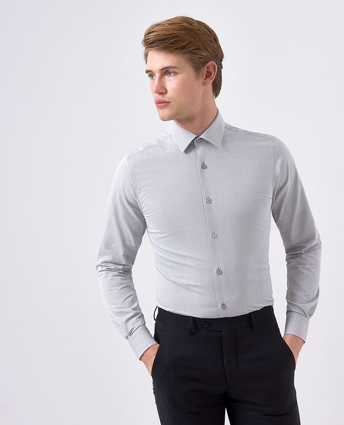 Tapered fit cotton shirt