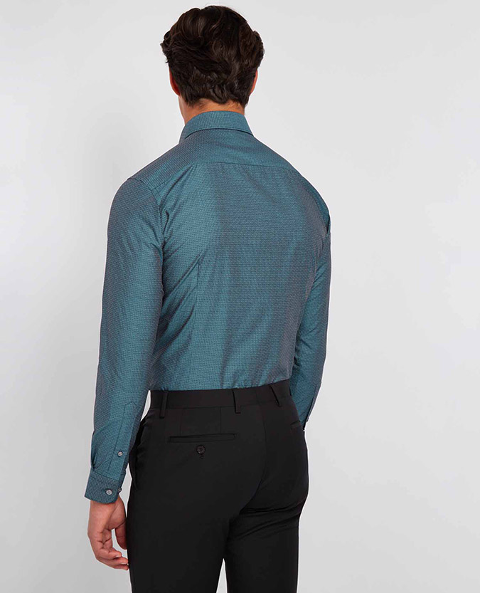 Slim fit cotton shirt with geometric design