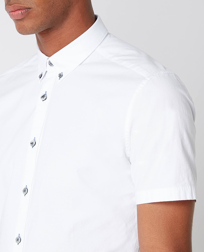 Slim Fit Cotton-Stretch Short Sleeve Shirt
