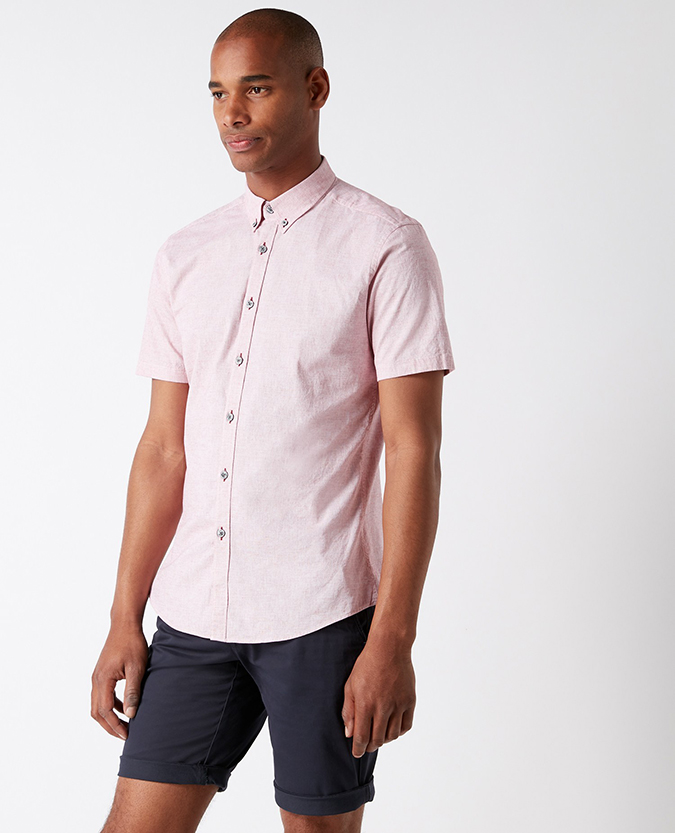 Slim Fit Cotton-Stretch Short Sleeve Shirt
