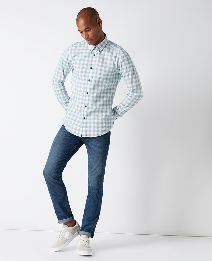 Slim Fit Checked Cotton-Blend Shirt