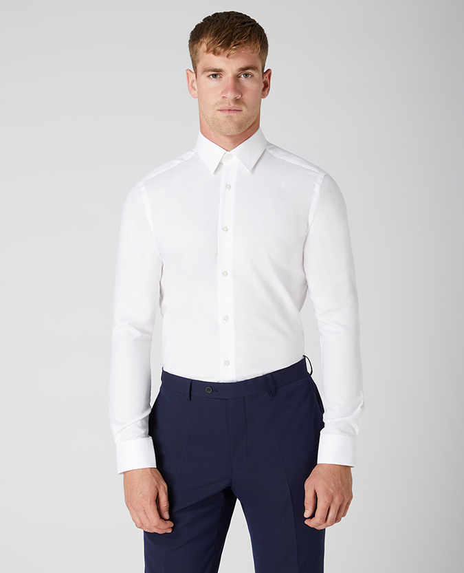 Slim fit cotton shirt with surface interest fabric