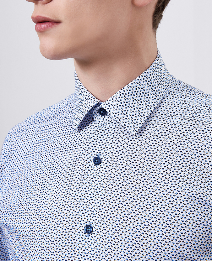 Tapered Fit Printed Cotton-Blend Shirt
