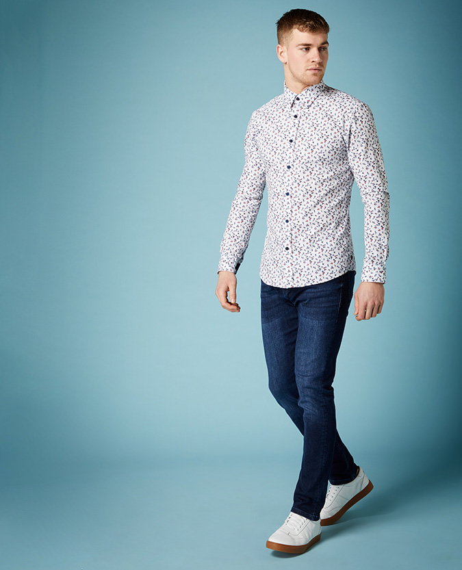 Slim Fit Printed Compact Cotton Shirt