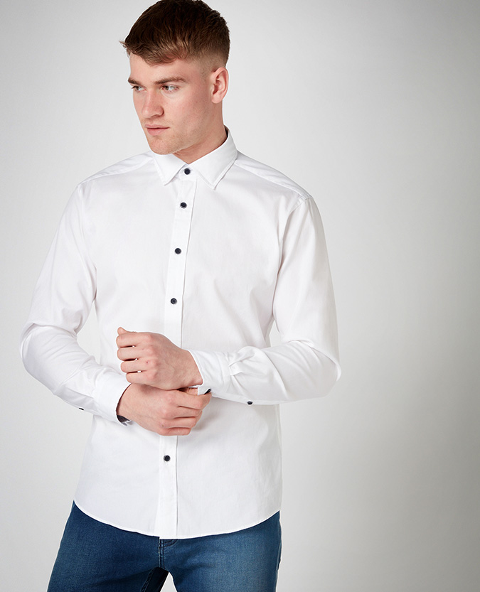 Tapered Fit Cotton Shirt