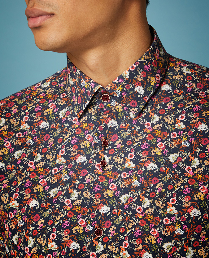 Tapered Fit Printed Cotton Shirt