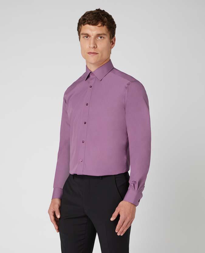 Tapered fit cotton-blend shirt