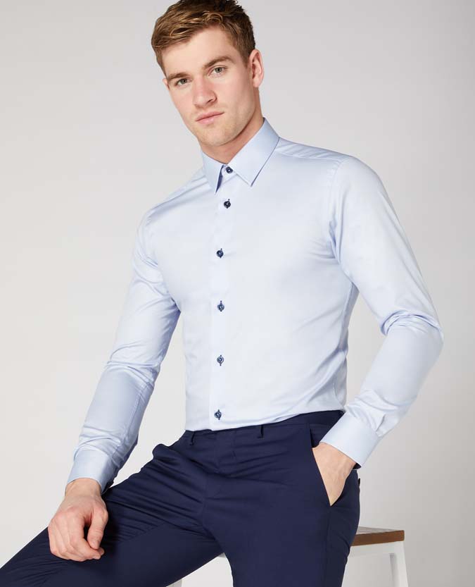Slim fit cotton-blend shirt