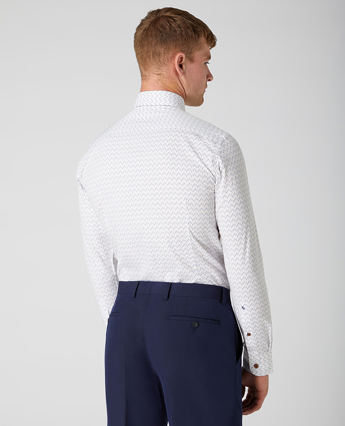 Slim Fit Print Cotton-Blend Stretch Shirt