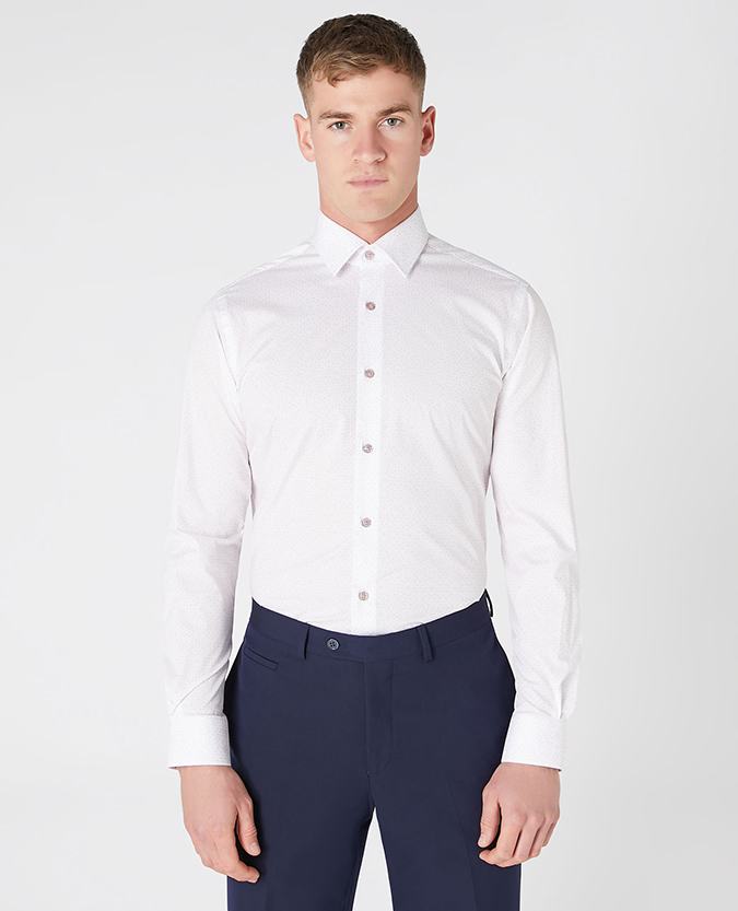 Tapered Fit Print Cotton Shirt