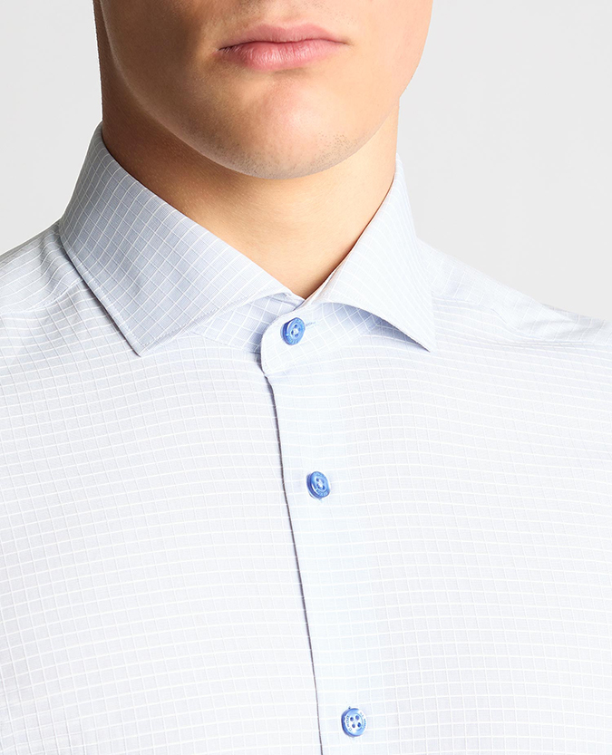Tapered Fit Jacquard Cotton Shirt