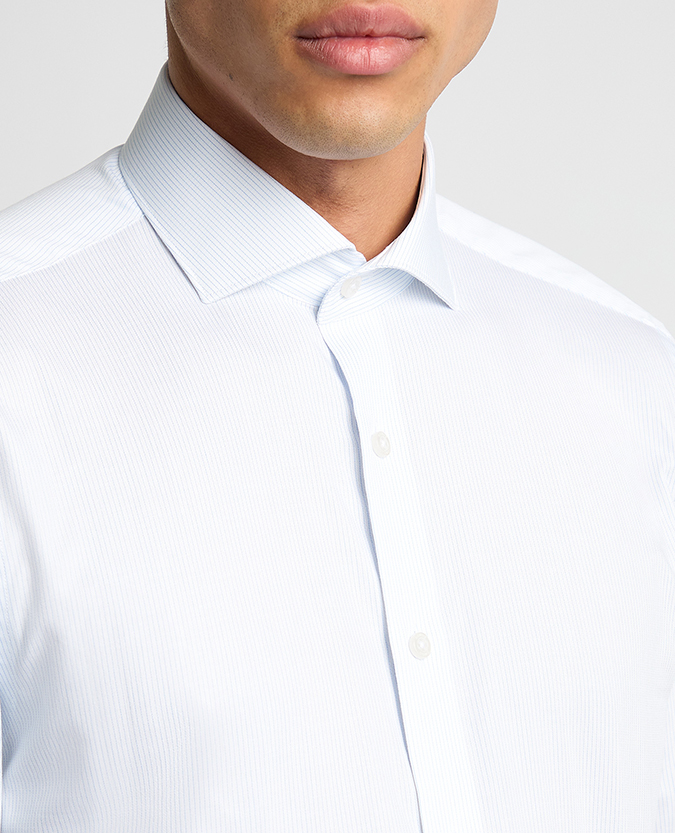 Tapered Fit Pinstripe Cotton Shirt