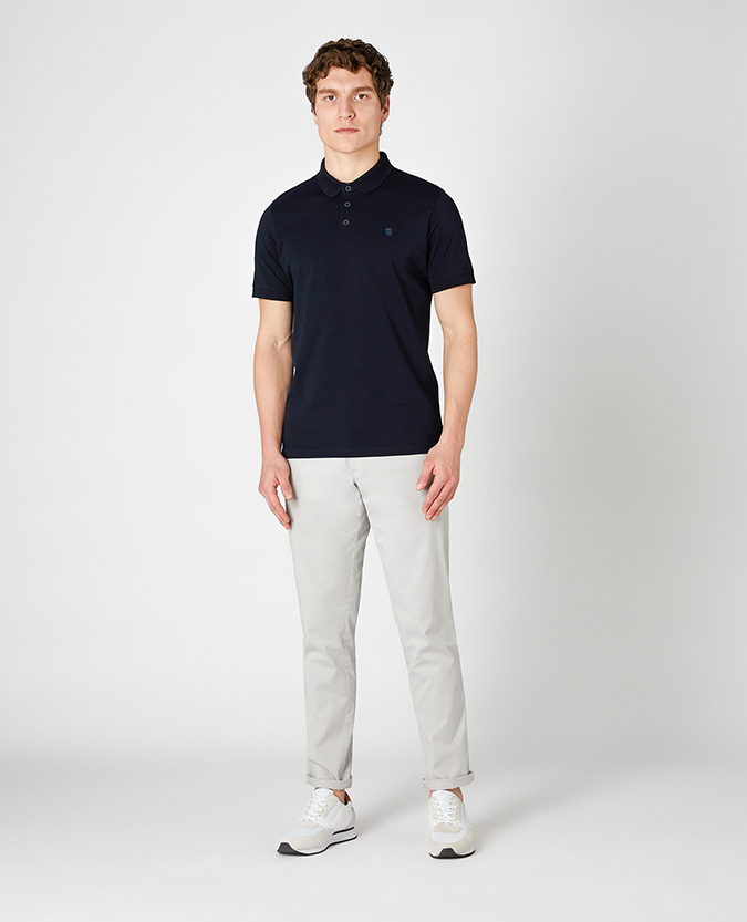 Tapered fit cotton-blend stretch polo shirt