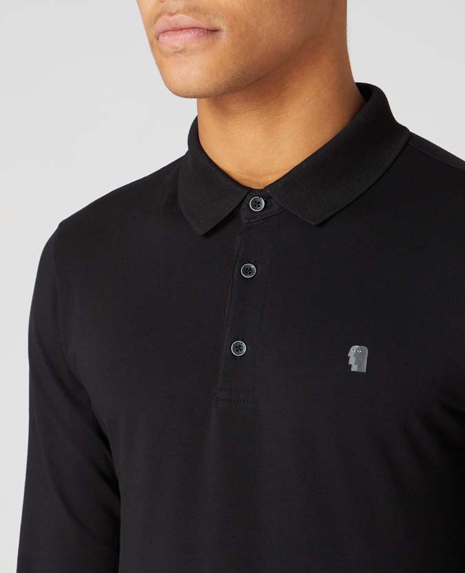 Tapered Fit Cotton-blend long seeve polo shirt