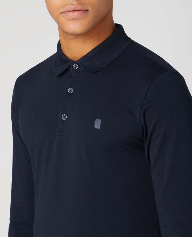Tapered Fit Cotton-blend long seeve polo shirt
