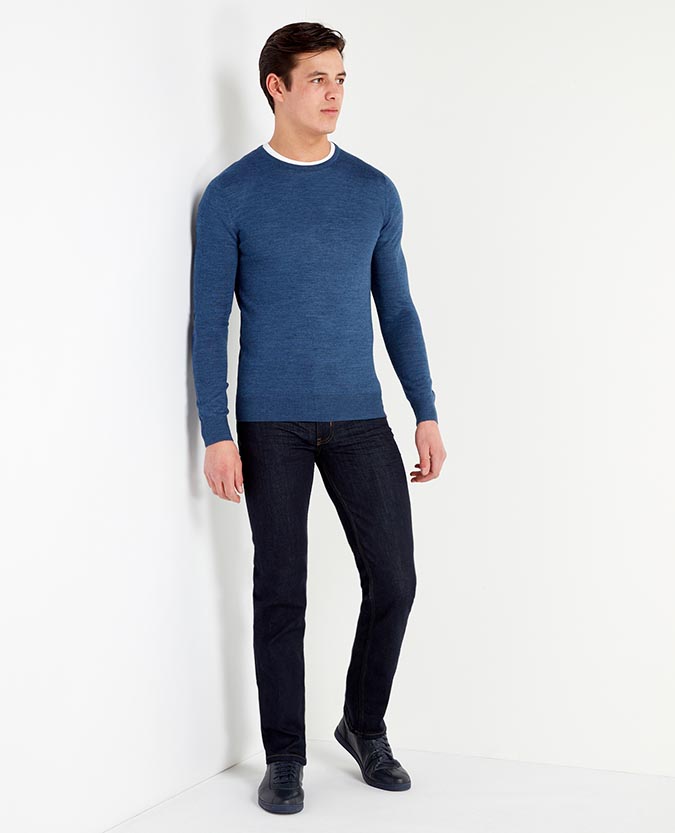Slim fit fine gauge merino wool-blend sweater