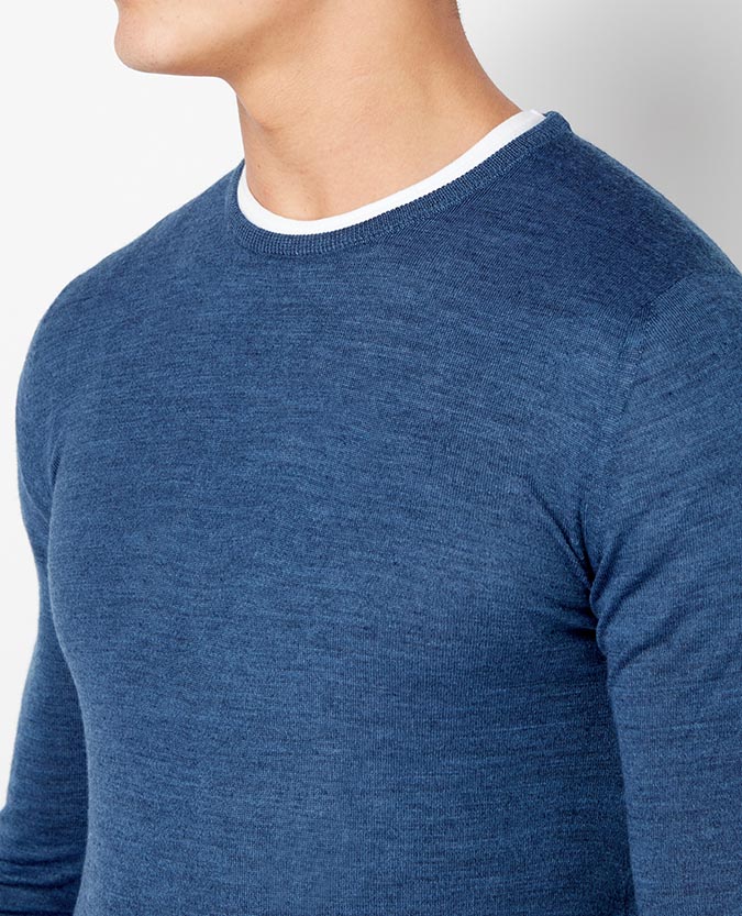 Slim fit fine gauge merino wool-blend sweater