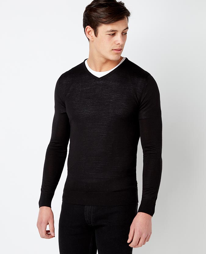 Slim Fit Merino Wool-Blend V-Neck Sweater