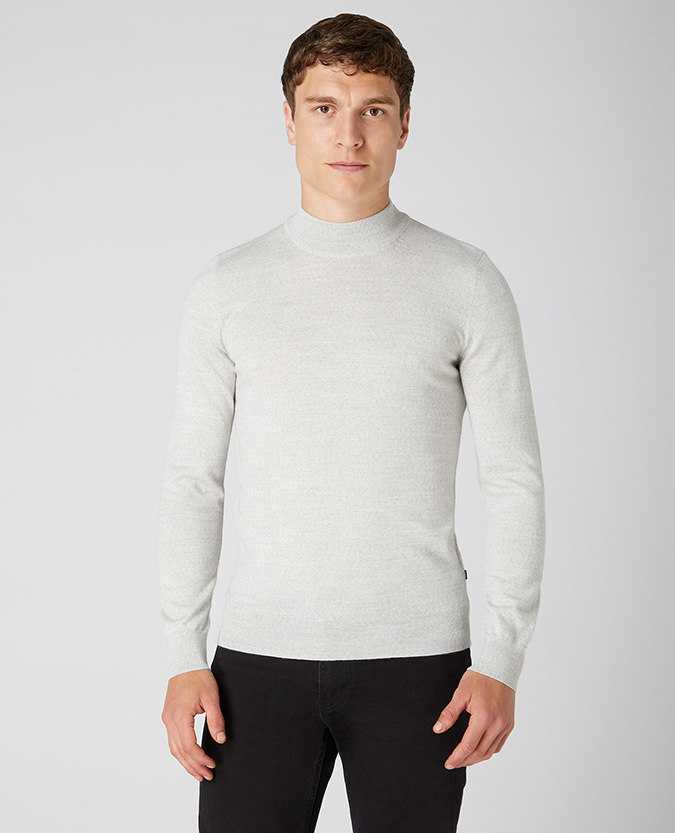Slim Fit Merino Wool-Blend Turtle Neck Sweater
