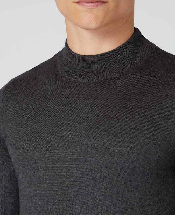 Slim fit merino wool-acrylic turtle neck long sleeve