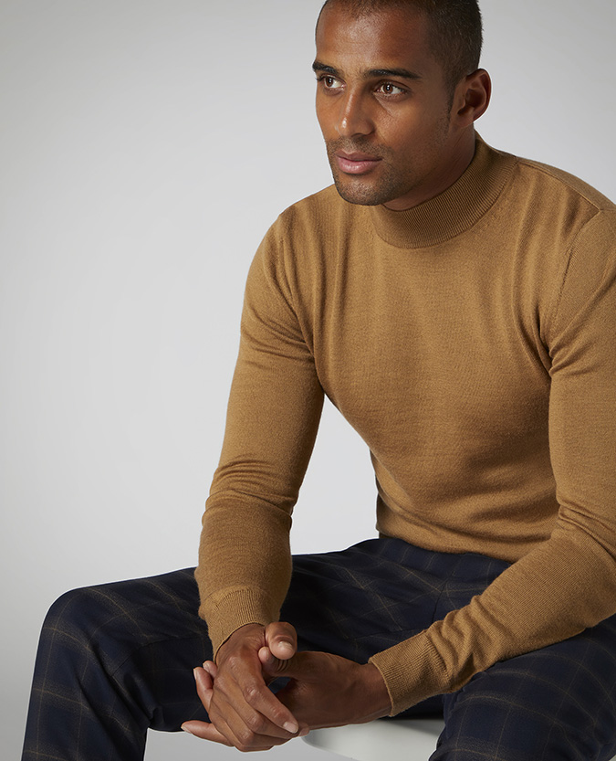 Slim Fit Merino Wool-Blend Turtle Neck Sweater