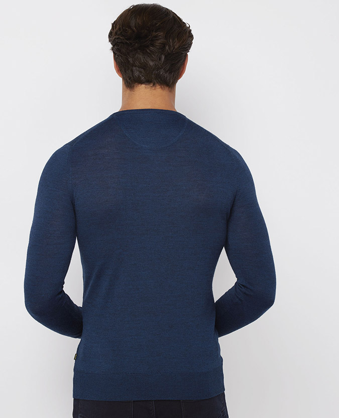 Slim fit merino wool-acrylic v-neck sweater