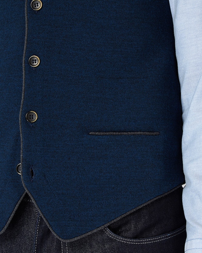 Fine Gauge Merino Wool-Blend Knitted Waistcoat