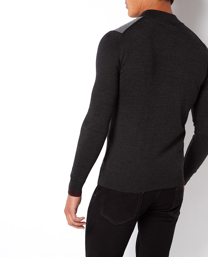 Slim Fit Merino Wool Blend Full-Zip Sweater