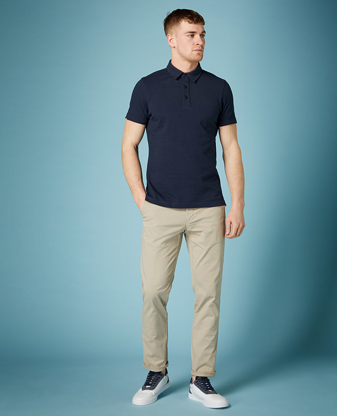 Tapered Fit Cotton Polo Shirt