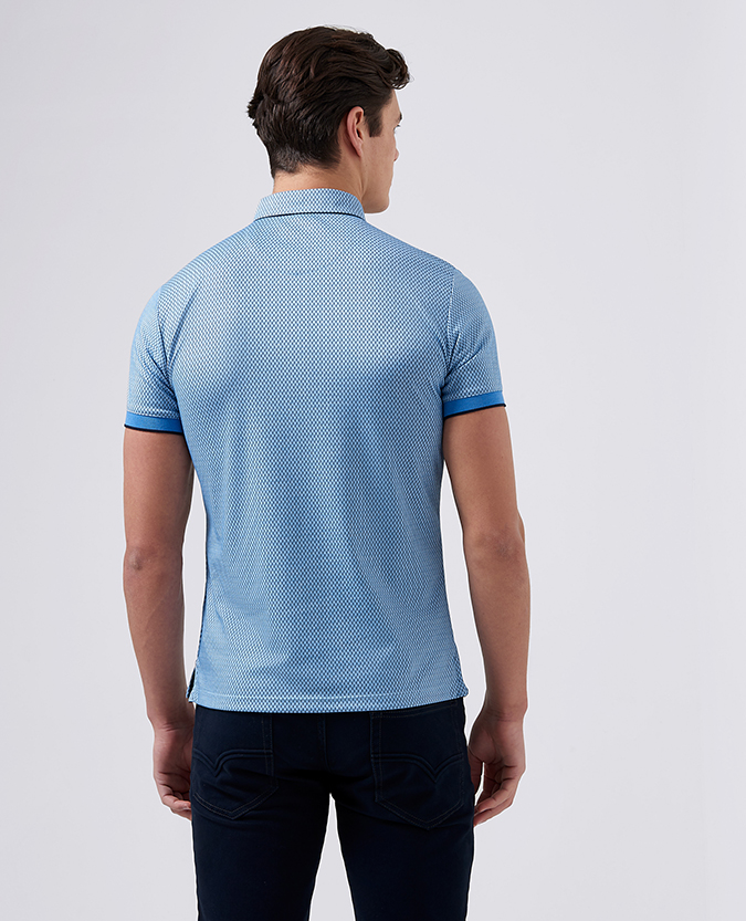 Tapered Fit Printed Cotton-Blend Polo Shirt