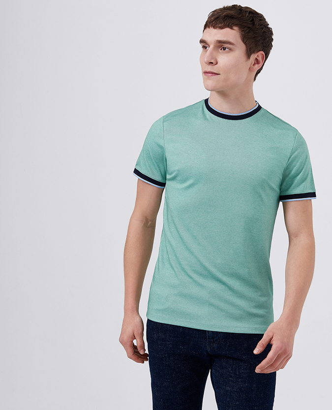 Tapered Fit Cotton-Blend Pique T-Shirt