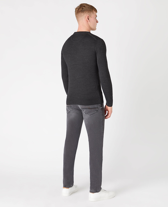 Tapered Fit Merino Wool-Blend Crew Neck Sweater